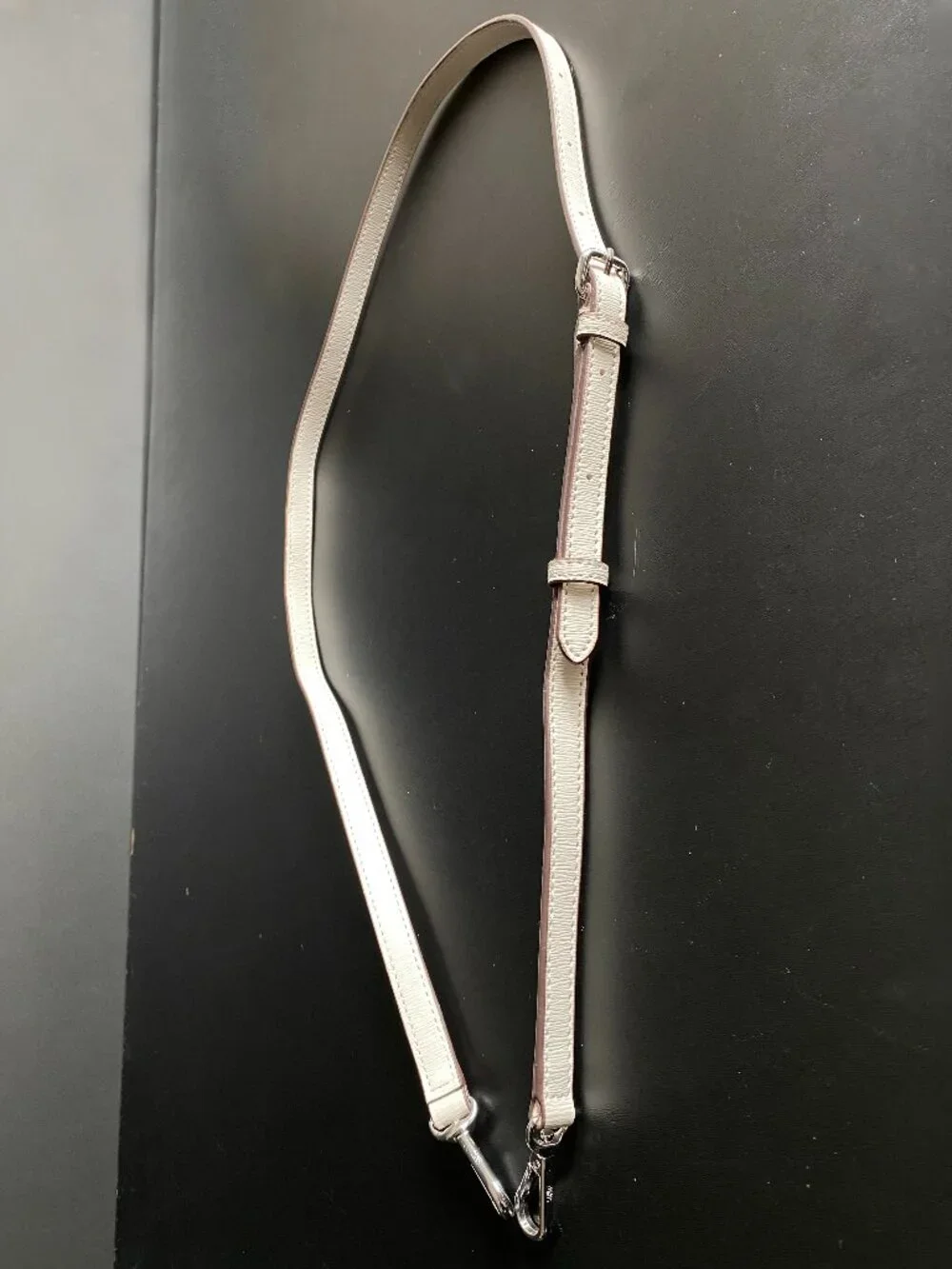 DKNY Ivory Off White Adjustable Shoulder Bag Replacement Strap Silver Tone